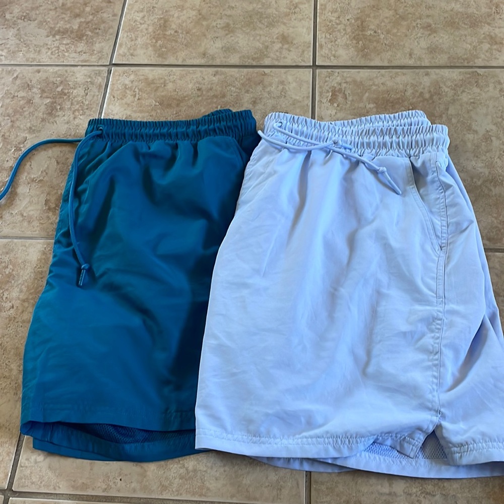 Two Pairs Light Blue and Teal CSG Swim Trunks 3XL